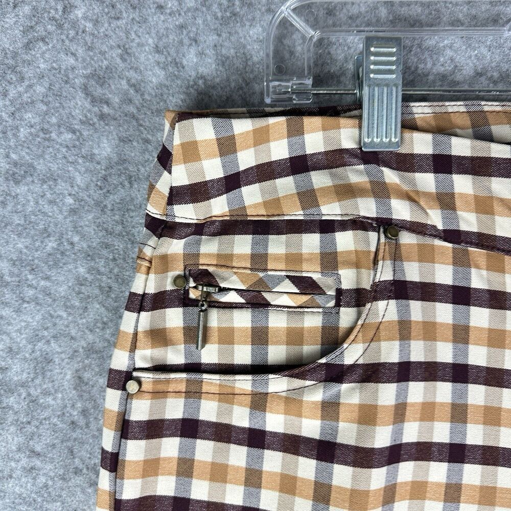 Cato Mid Rise Flare Pull On Pants Womens 14 Gingham Plaid Stretch Pockets NEW* - Picture 3 of 16